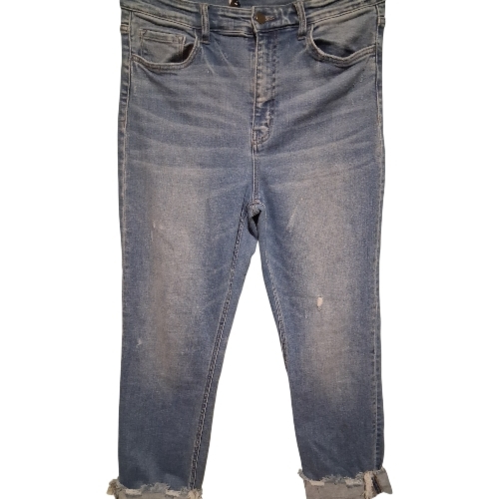 Flying Monkey Distressed Blue Ankle Jeans